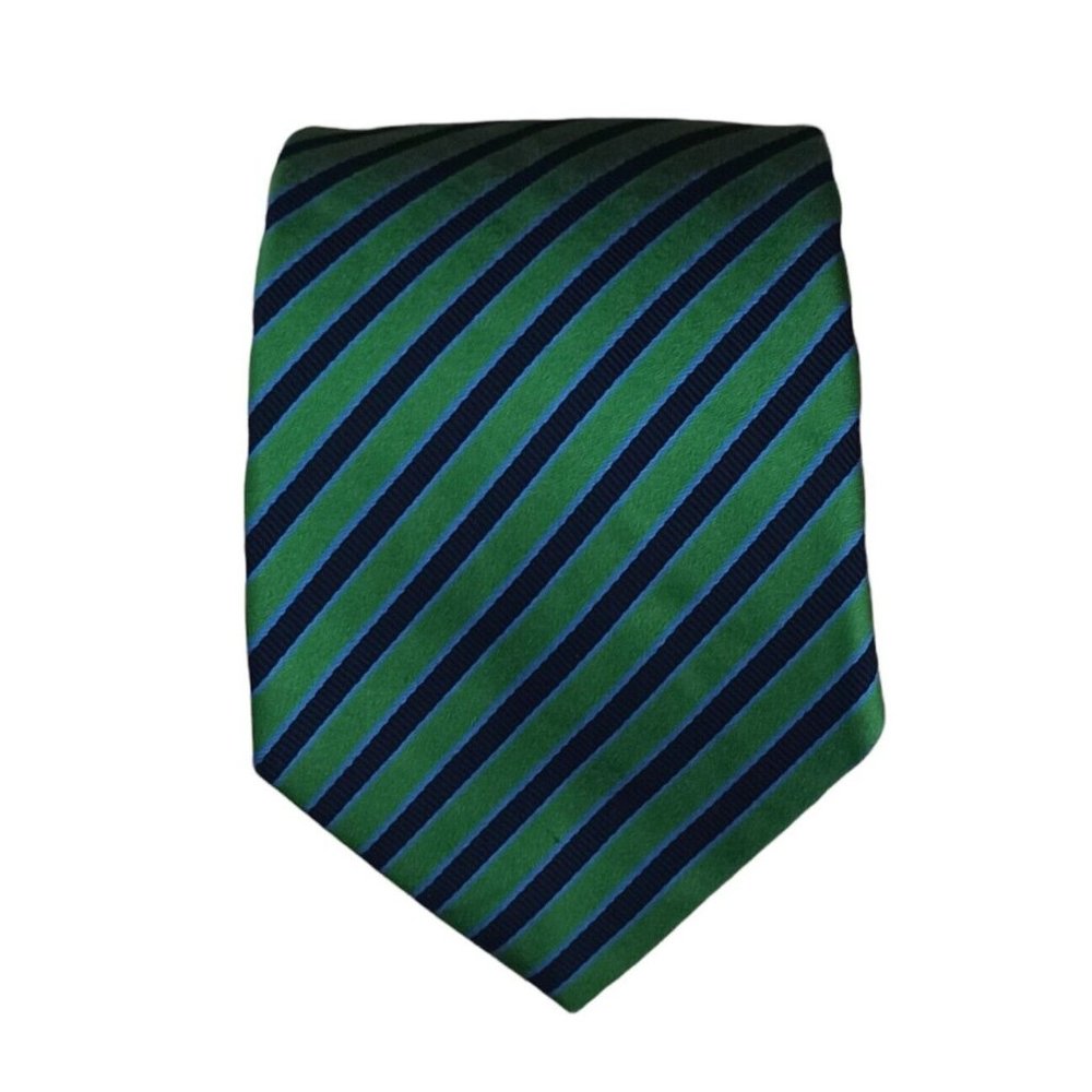 ASCOT Green Striped Silk Tie HANDMADE GERMANY 62"/ 3.6" EC